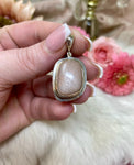 Peach Moonstone Pendant, Sterling Silver