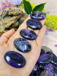 Polished Charoite Pocket Stone, Purple Charoite Soapstone, Grade A Charoite Palm Stone Small