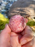 Polished Rhodochrosite Sphere, Rhodochrosite Crystal Ball, Rhodochrosite Palm Stone