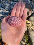 Polished Rhodochrosite Sphere, Rhodochrosite Crystal Ball, Rhodochrosite Palm Stone