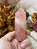 Rose Quartz Massage Wand, Faceted Rose Quartz Crystal Wand, Faceted Massage Wand, Polished Rose Quartz Palm Stone