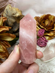 Rose Quartz Massage Wand, Faceted Rose Quartz Crystal Wand, Faceted Massage Wand, Polished Rose Quartz Palm Stone