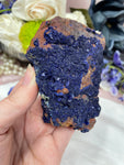 Azurite Crystal Specimen, Vibrant Blue Azurite from Morocco, Natural Azurite Mineral