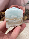 Caribbean Calcite Crystal Tower, Semi-polished Calcite Tower, Natural Caribbean Calcite Pillar