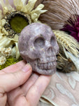 Polished Lepidolite Skull, Purple Lepidolite Crystal Skull, Natural Lepidolite Skull Carving
