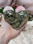 Large Pyrite Heart, Polished Fool's Gold Heart, Pyrite Crystal Heart, Polished Pyrite