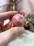 Polished Rhodochrosite Sphere, Rhodochrosite Crystal Ball, Rhodochrosite Palm Stone, #AC114