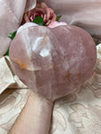 Large Rose Quartz Heart, Polished Rose Quartz Crystal Heart Carving, Jumbo Puffy Heart Crystal