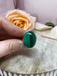 Malachite Crystal Ring Sz 6, Polished Malachite Ring, Natural Quality Malachite, Silver Jewelry Gifts For Her, #RG14