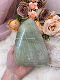 Garnierite Free Form, Flashy High Quality Garnierite Crystal Self-Standing, Polished Green Moonstone Free Form