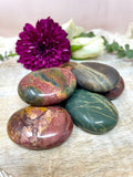 Network Jasper Pocket Stone, Polished Cherry Creek Jasper Palm Stone, Natural Polished Jasper Pillow Stone