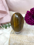 Tigers Eye Crystal Egg, Natural Polished Tigers Eye Palm Stone, Grounding Crystal, Protection Stone
