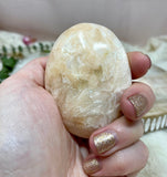 Peach Stilbite Palm Stone, Natural Polished Gemmy Stilbite Crystal Gift For Her