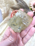 Yellow Fluorite Crystal, Natural Cubic Fluorite Cluster, Raw Fluorite Specimen w Chalcopyrite Inclusions