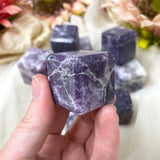 Purple Lepidolite Cube, Natural Polished Lepidolite Crystal Cube