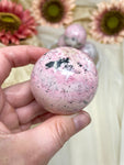 Rhodonite Crystal Sphere, Polished Natural Crystal Ball, Pink Crystal Gift For Her