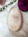 Peach Stilbite Palm Stone, Natural Polished Gemmy Stilbite, Crystal Gift for Her