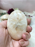 Peach Stilbite Palm Stone, Natural Polished Gemmy Stilbite Crystal Gift For Her