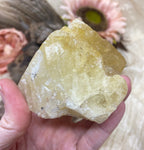 Yellow Fluorite Crystal Specimen, Large Natural Golden Fluorite Cluster, Raw Cubic Fluorite Palm Stone