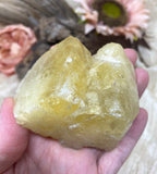 Yellow Fluorite Crystal Specimen, Large Natural Golden Fluorite Cluster, Raw Cubic Fluorite Palm Stone