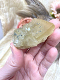 Yellow Fluorite Crystal, Natural Cubic Fluorite Cluster, Raw Fluorite Specimen w Chalcopyrite Inclusions