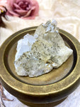 Yellow Fluorite Crystal Specimen, Natural Cubic Fluorite Cluster, Raw Golden Fluorite w Calcite + Chalcopyrite Inclusions