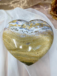 Large Ocean Jasper Heart, 8LB Natural Polished Crystal Heart, Yellow Jasper Gift For Her