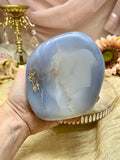 Blue Chalcedony Free Form, Natural Polished Chalcedony Crystal, Healing Crystal Gift For Her