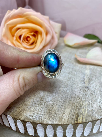 Labradorite Crystal Ring, Polished Labradorite Ring, Quality Labradorite, Sterling Silver Jewelry Gifts For Her, #RG30
