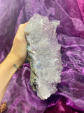 Huge Amethyst Crystal Cluster, Natural Raw Purple Amethyst w Flat Base,  Large Lilac Crystal Statement Piece