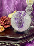 Amethyst Geode Sphere, Polished Natural Crystal Ball, Purple Agate Orb