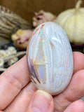 Mexican Fire Opal Cabochon, Natural Polished Rainbow Fire Opal in Matrix