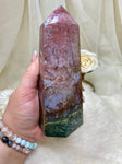 Ocean Jasper Tower, Polished Sea Jasper Crystal, Natural Self Standing Orbicular Jasper Pillar, Healing Crystal Gift For Her
