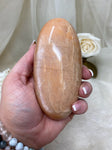 Large Peach Moonstone Shiva Lingam, Polished Natural Crystal Palm Stone, Healing Crystal Gift For Her