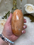 Large Peach Moonstone Shiva Lingam, Polished Natural Crystal Palm Stone, Healing Crystal Gift For Her