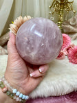 Rose Quartz Sphere, Polished Natural Crystal Ball, Pink Quartz Orb