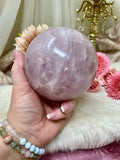 Rose Quartz Sphere, Polished Natural Crystal Ball, Pink Quartz Orb