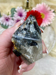 Tourmalinated Quartz Specimen, Polished Faceted Tourmaline in Quartz, Natural Crystal w Black Rutiles