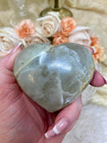 Garnierite Crystal Heart, Natural Polished Green Moonstone Heart Carving, Moonstone Crystal Palm Stone, Healing Crystal Gift For Her