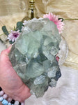 Green Fluorite Crystal Specimen, Cubic Fluorite Mineral on Matrix